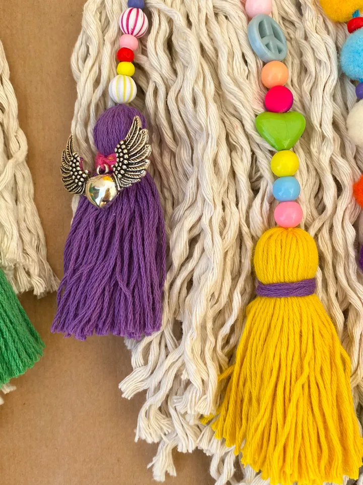 Colorful wall decor, Hippie room decoration, Macrame rainbow with evil eye, Funny gift, Boho home decor
