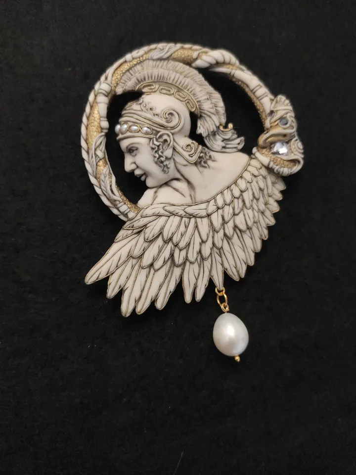 Art Nouveau Greek brooch, Greek pin, Large brooch, Antique pin of Alexander