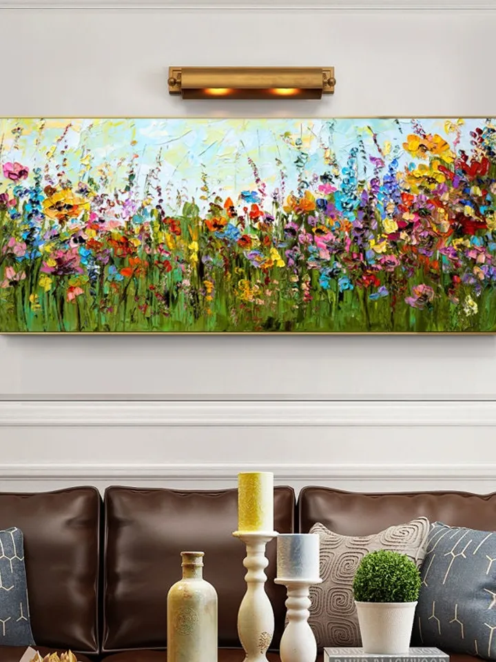 Original painting,Large wall art,Boho wall décor,Flower painting, Color oil painting, Home decor, Modern art, Abstract art,Bedroom decor