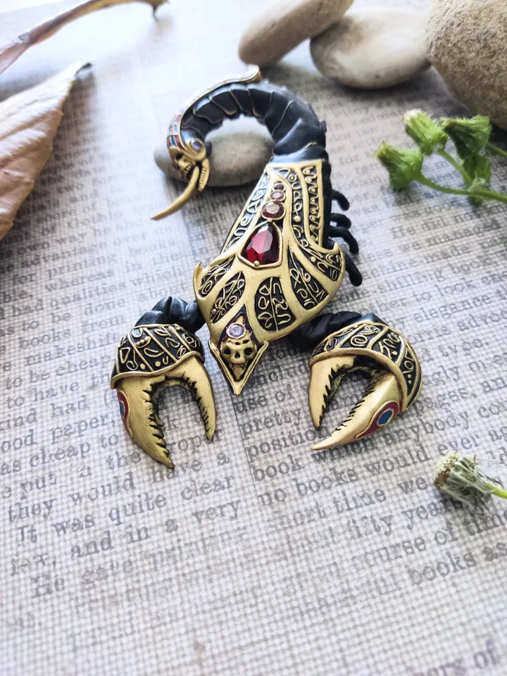 Scorpion brooch, Gold Scorpion, Scorpion Jewelry, Brooch insect, Scorpion