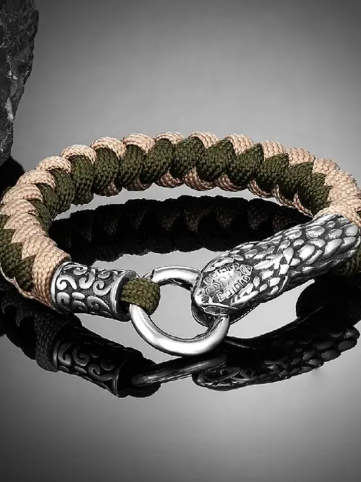 Paracord and stainless steel bracelet Viking Snake