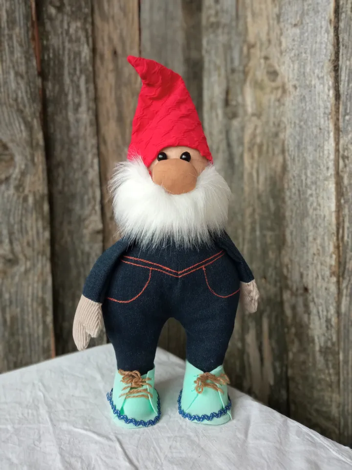 Cool denim gnome for interior decoration Handmade Christmas gnome Xmas gifts. Holidays gifts