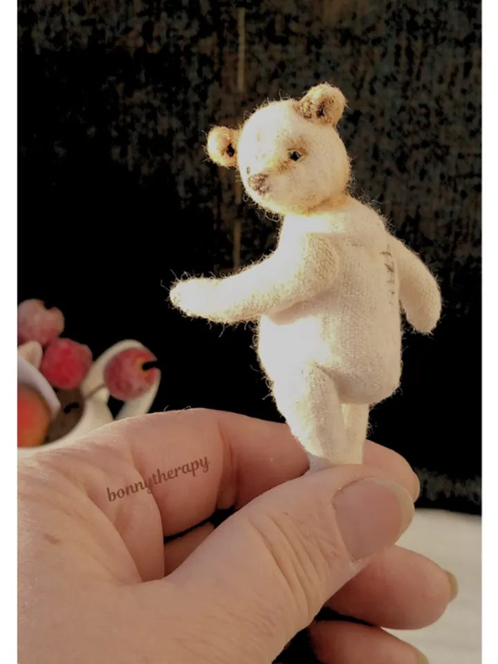 Miniature teddy bear 3.5 inches, tiny bear toy handmade.
