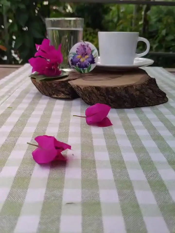 Pearl pendant necklace: Pink Iris flower on hand made jewelry • Mother of pearl pendant painted with floral design • statement art necklace