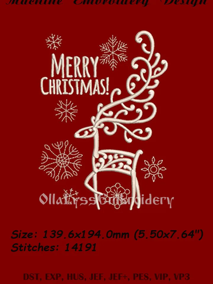 Christmas Deer machine embroidery design