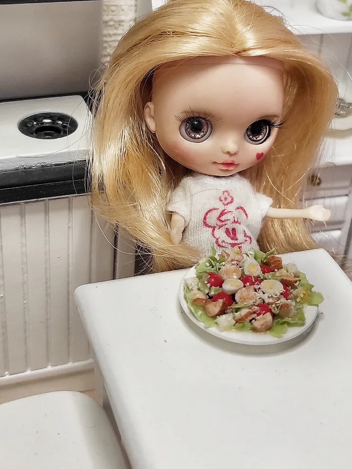 Salad for dolls, realistic food, doll food, scale 1 12, miniature, doll house, food for dolls, mini food, tiny food