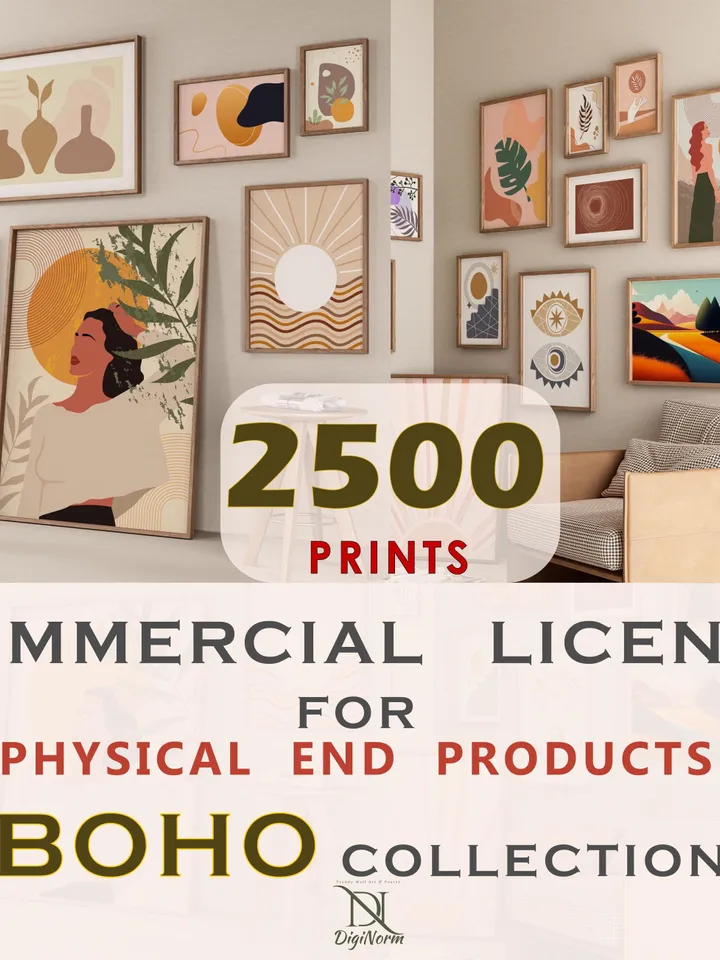 BOHO 2500 Commercial License for Only Physical Product, Wall Art Commercial License Bundle, Physical Product Commercial License, Bohemian
