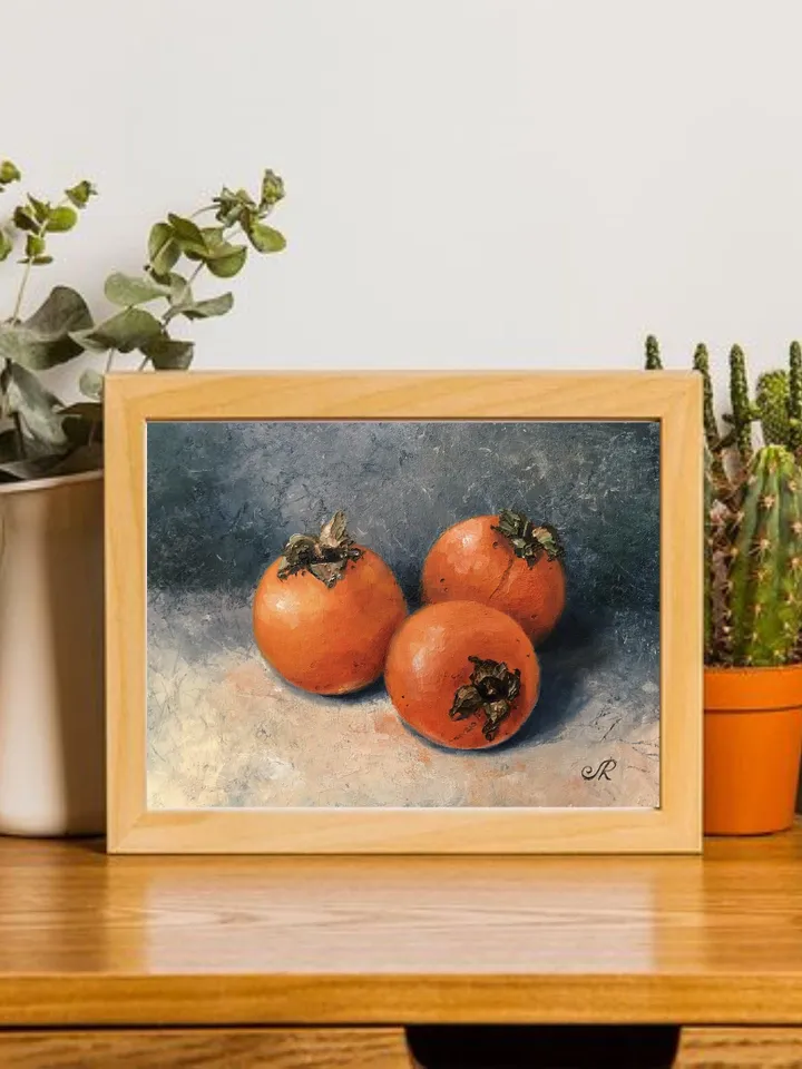 Still Life Original Painting Fruits Oil Painting Persimmons Wall Art