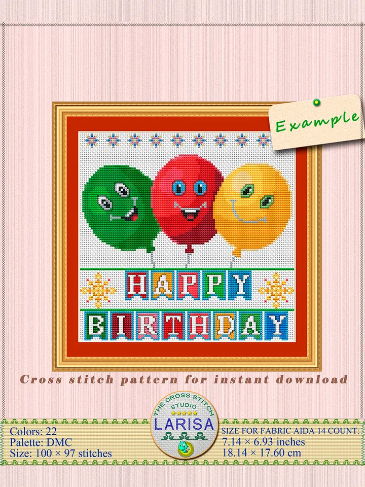 Happy Birthday Cross Stitch Pattern | Funny Birthday Balloon