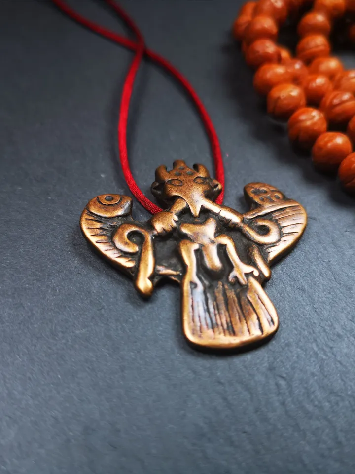 Gandhanra Antique Tibetan Buddhist Amulet Pendant - Garuda - The Golden-Winged Bird, Crafted from Brass,Size 1.57" * 1.57"