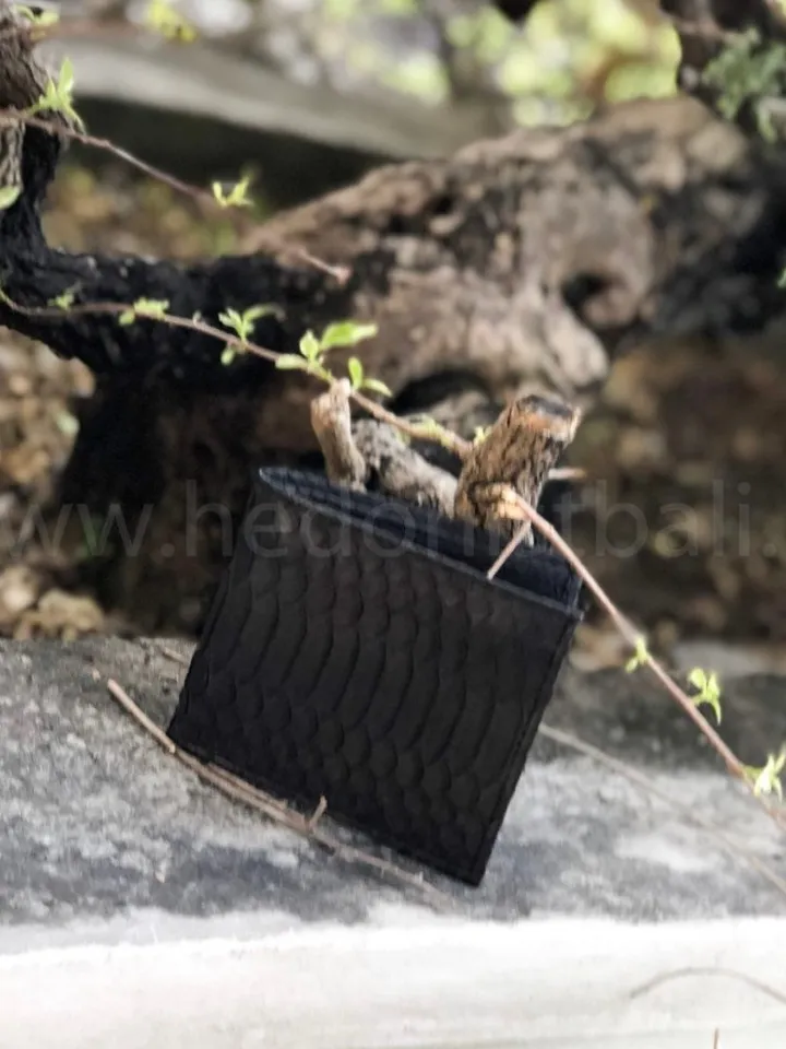 Genuine Python Skin Men Flat Wallet | Exotic Leather Money  Wallet | Gift For Him | Money Clips and Wallet | Black Portmone Handmade