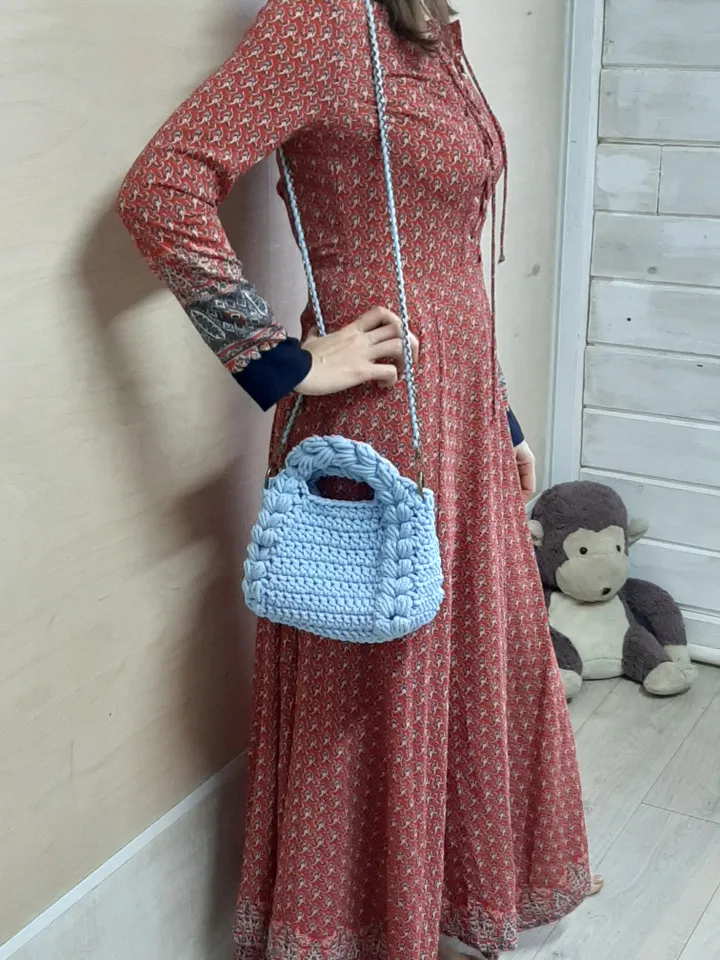 Crochet hobo small bag, handmade handbag, bohemian bag, knit bag