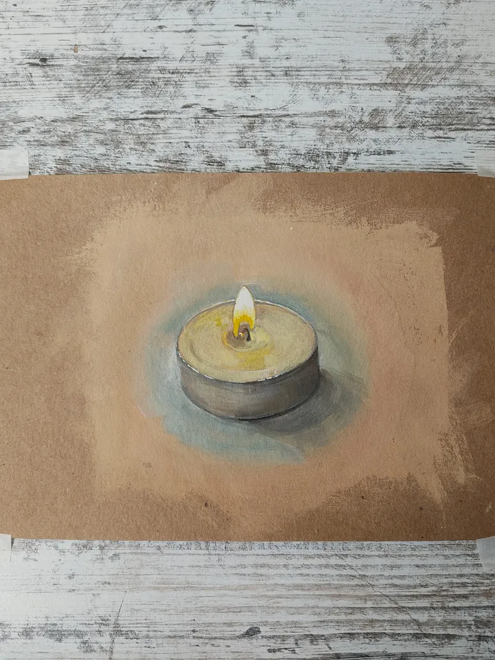 Candle. Original gouache painting.