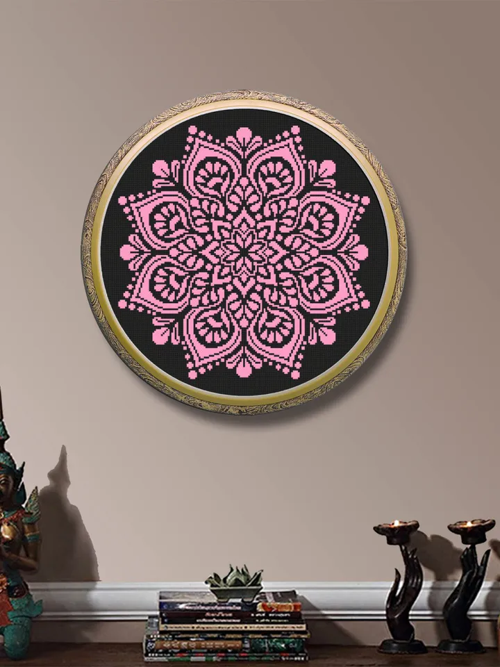 Mandala set cross stitch pattern PDF Monochrome mandala pattern instant download PDF, Flower mandala cross stitch chart, DIY Home decor #S46
