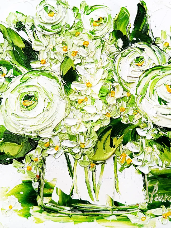 Ranunculus Painting Lilac Original Art Impasto Oil Painting 6x6 painting Floral Small Painting Flowers Paintings Gift by ArtProkopaloSv