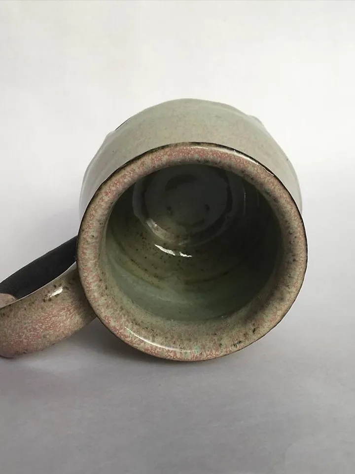 Rose, green and black galaxy glazed stoneware mug