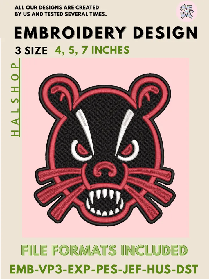 Bearcats Logo Embroidery Pattern – NCAA Cincinnati Sports Team Digital Design ❤️🏈