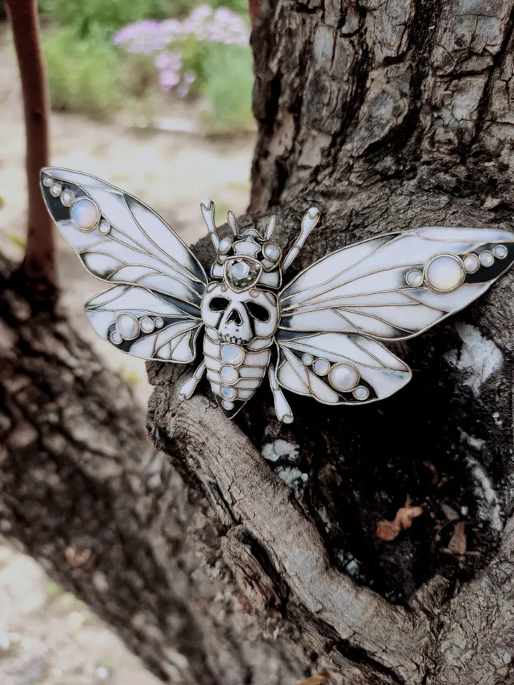Moth brooch, Gothic moth, Moth jewel, Gothic Moth pin, Art Deco brooch