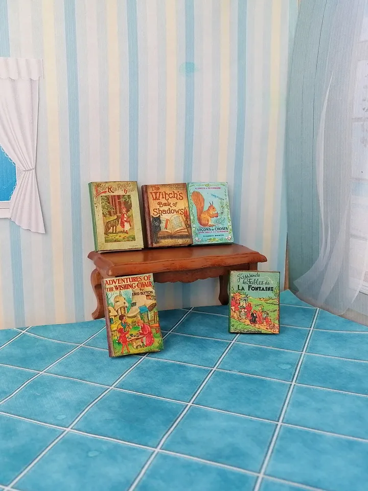 Dollhouse book set in 1:12 scale. Handmade.