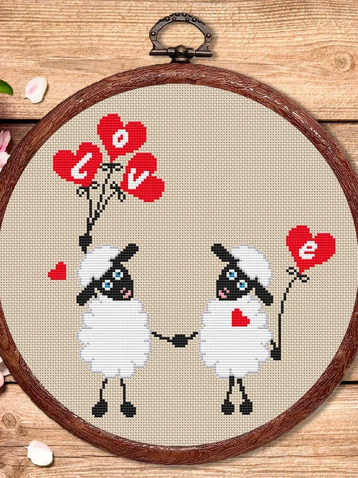 Sheeps in Love Cross Stitch Pattern, Sheep Cross Stitch, Embroidery Love, Sheep xStitch, Sheep Pattern, Love Pattern #vl003