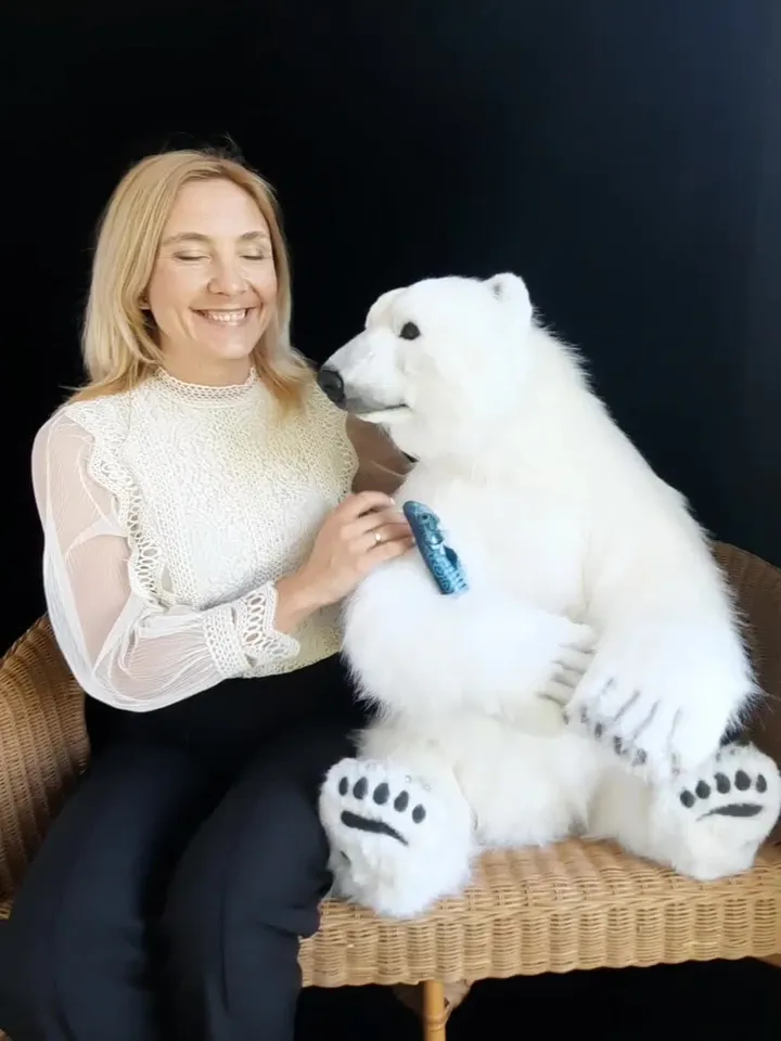 White bear Mike realistic plush animals. Ooak toy. Realistic polar bear stuffed toy