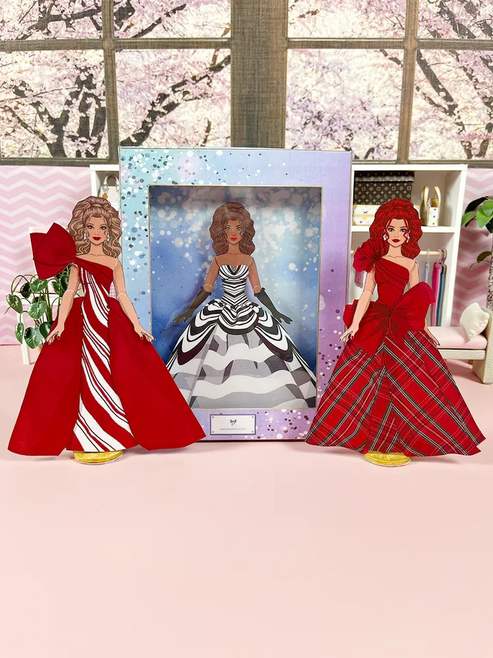 Holiday dresses for paper dolls