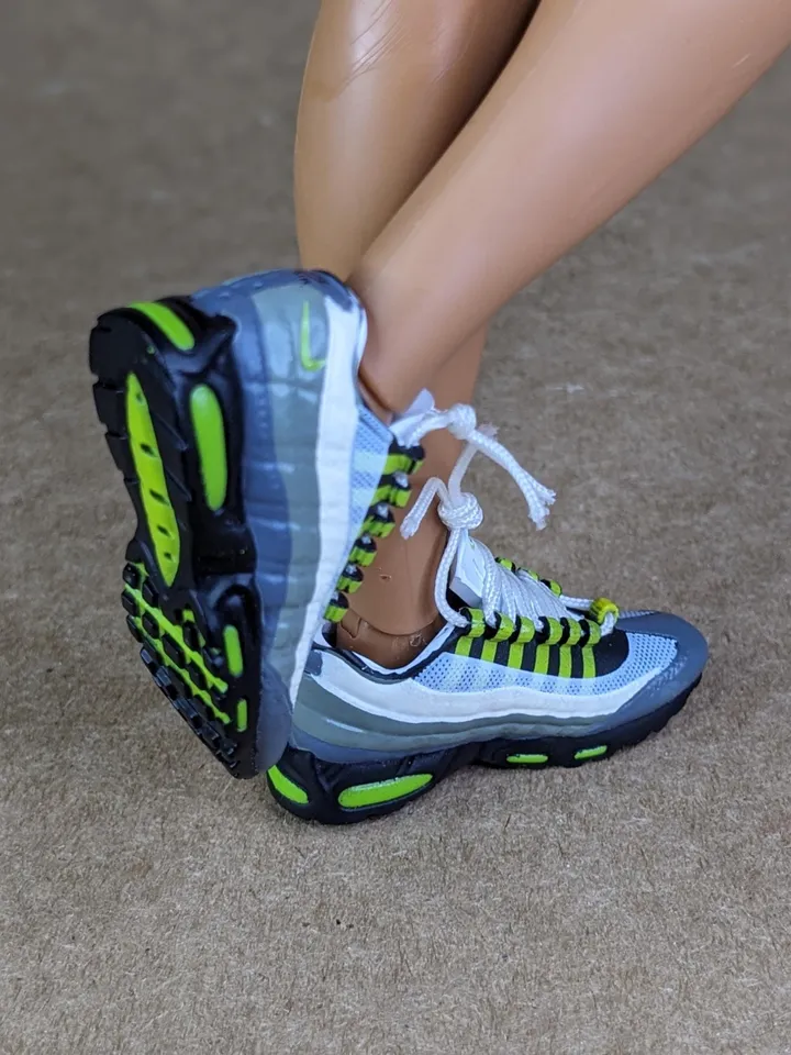 Premium white & gray sneakers for 12 inch male dolls