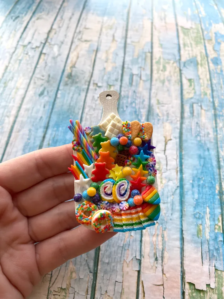 Magnet Miniature Rainbow Charcuterie Board with Polymer clay Souvenir
