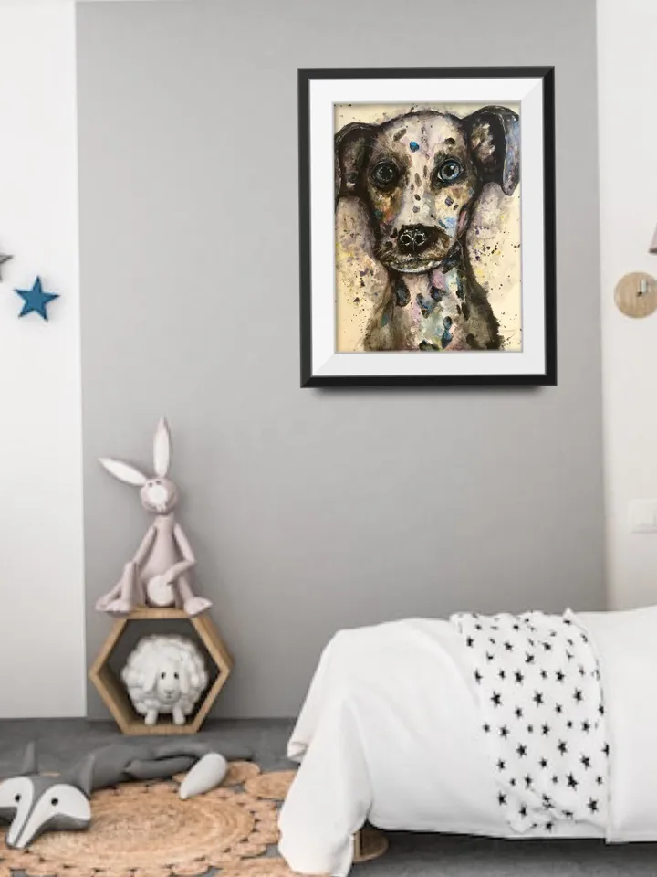 Dalmatian dog original watercolour painting,funny animals painting,dog wall decoration.watercolour wall art,kids room decoration.