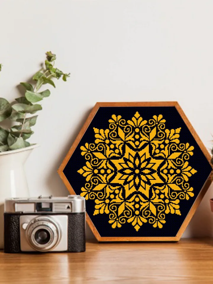 Mandala cross stitch pattern download PDF Monochrome cross stitch Flower mandala embroidery Modern floral ornament cross stitch chart #M111