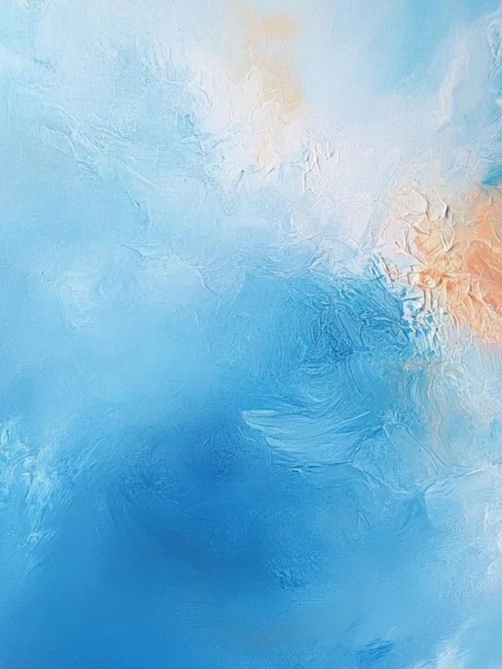 Hand-Painted Abstract Sea Oil Painting on Canvas | Soft Blue and Orange Art | Serene Wall Decor for Living Room or Bedroom | Custom Painting