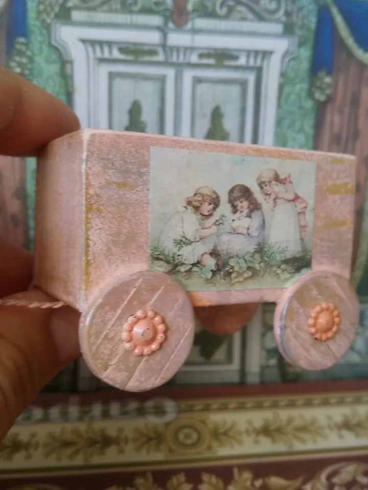Trolley for dollhouse. Doll toy.The cart for the doll house.1:12 scale.