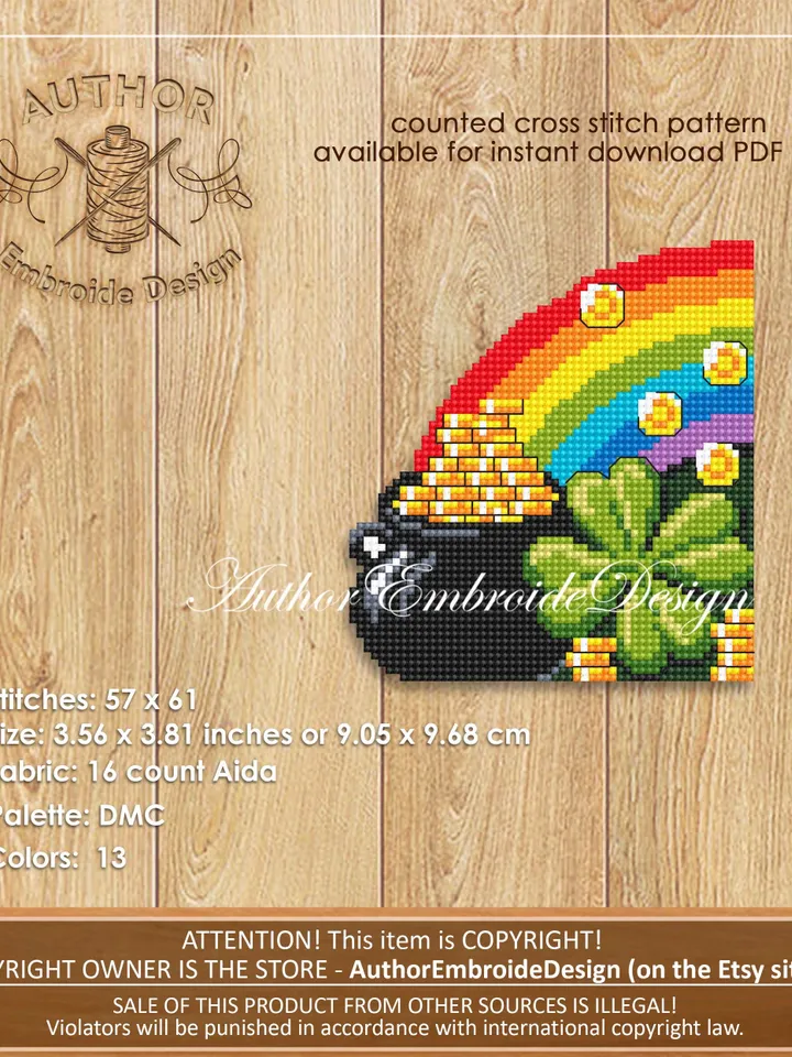 Lucky charm Corner bookmark cross stitch pattern PDF download Irish cross stitch St Patrick bookmark pattern digital, Patrick day gift #B402