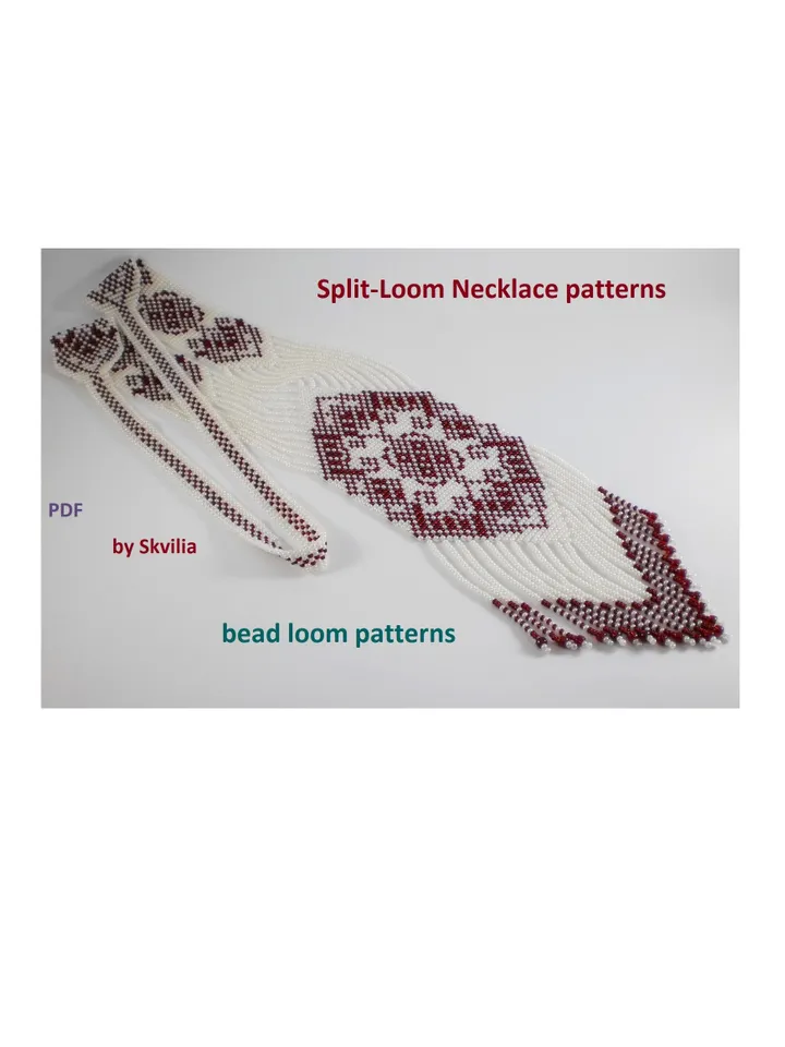 Bead loom patterns, schemes for a Split-Loom Necklace, Beading Loom Stitch, Square Stitch, Gerdan, Instant Digital Download, PDF