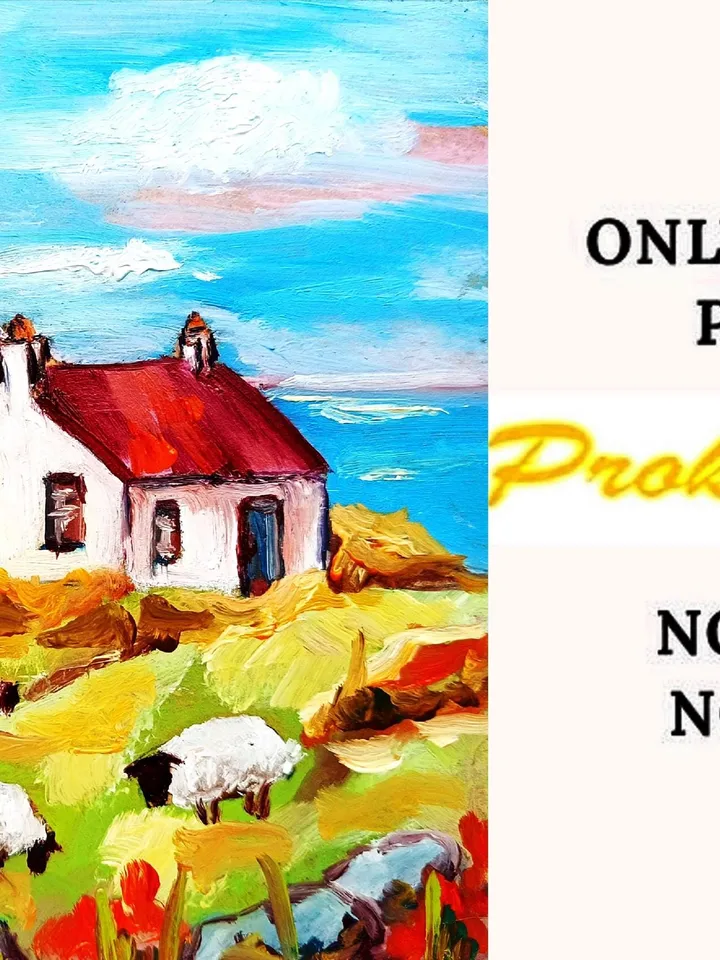 Ireland Painting Irish Cottage Original Art Sheeps Painting Landscape Impasto Oil Painting Farm Small Impressionist Art by ArtProkopaloSv