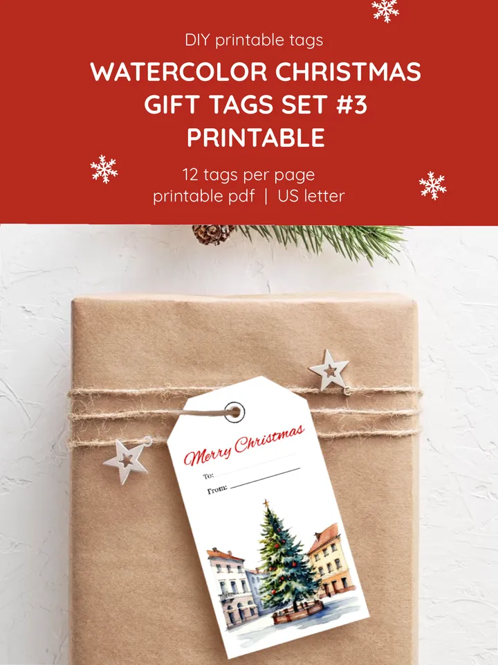 Minimal Watercolor Christmas Gift Tags Printable. Elegant Labels. Simple Christmas Tags. Neutral Watercolor Gift Labels Printable. Modern Minimal Holiday Tags. Soft Watercolor Christmas Printable.