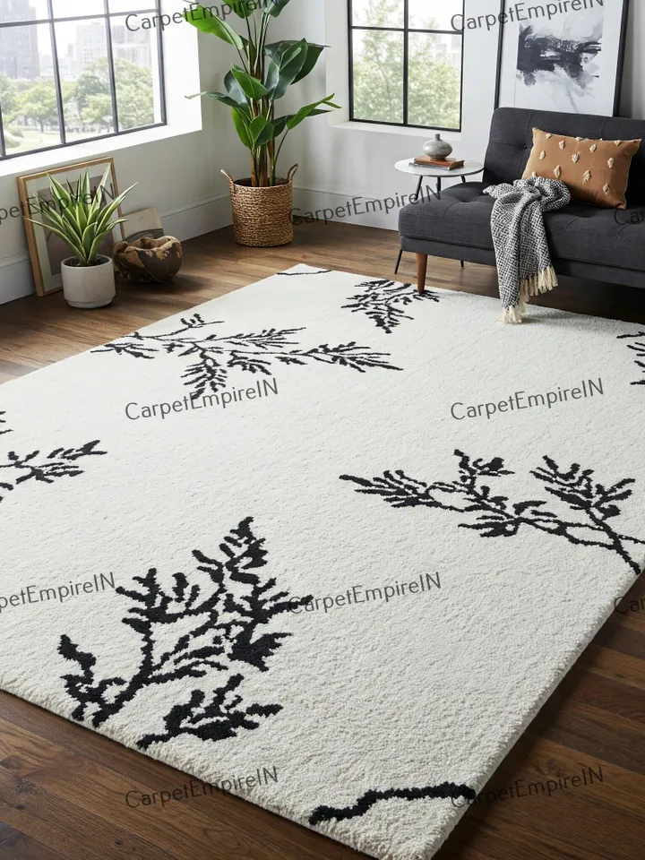 8x10 Floral Rug, Hand-Tufted Area Rug – Soft Plush, Organic Shape, Earthy Tones – Available in Multiple Size 4x6,5x7,6x9,8x10,9x12,10x14....