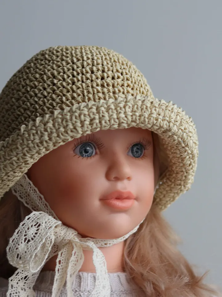 Baby summer hat, straw bucket beach sun hat , summer outfit for kids