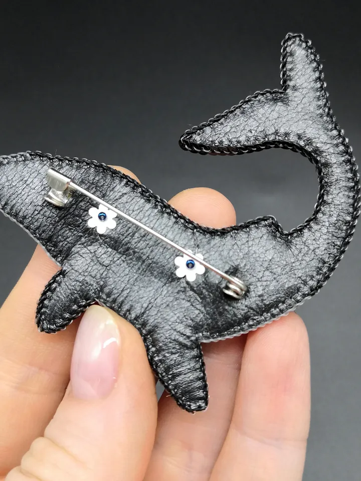 Blue whale brooch