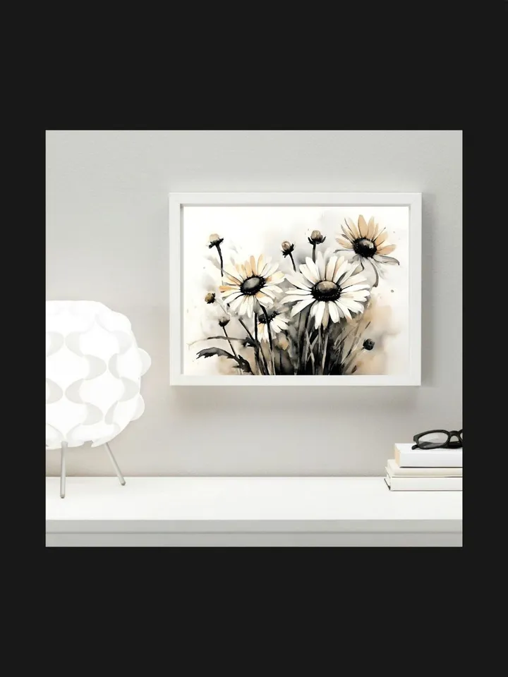 Daisies Black&White Poster FREE Digital Instant Download