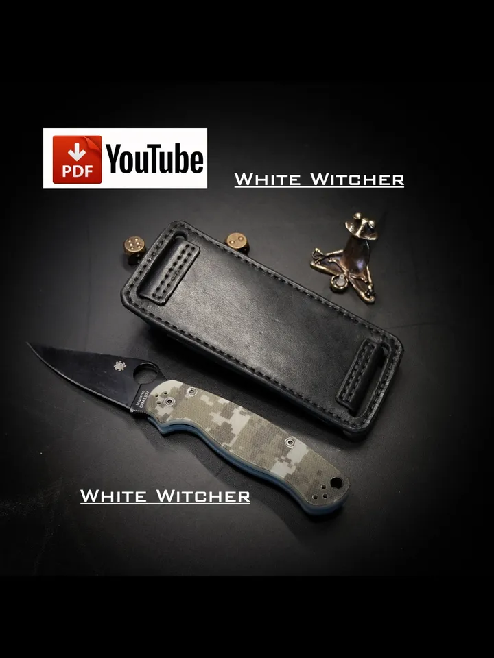 Leather template to make a leather Knife Case Horizontal - 2 sizes. EDC51