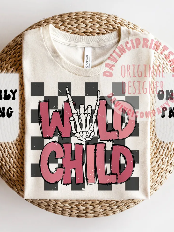 Wild Child Checkered Sublimation File, Toddler Png Design, Shirt for Kids, Retro Design Sublimation, Kids Sublimation, Girl Sublimation, png