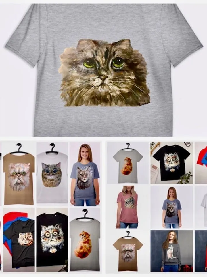 Mystery cat Unisex Sweatshirt made with my original unique mix media painting,cats t shirts, unique designer shirts,gifts for her.