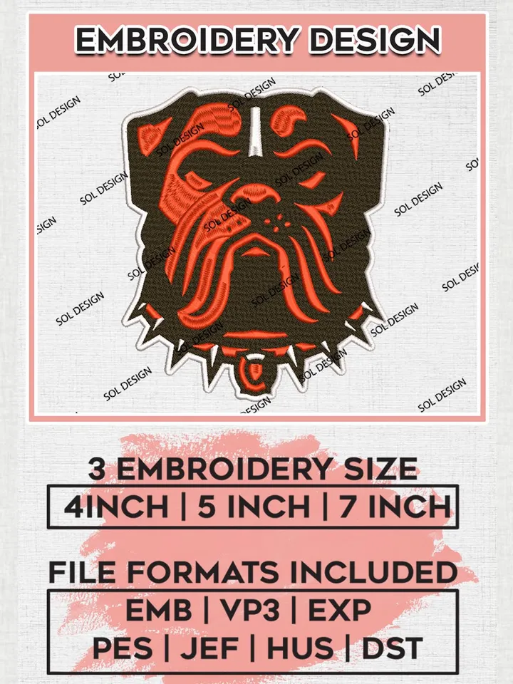NFL Cleveland Browns Mascot Dog Embroidery Designs, NFL Browns, NFL Embroidery Designs, NFL Cleveland Browns Machine Embroidery Design, Digital Download