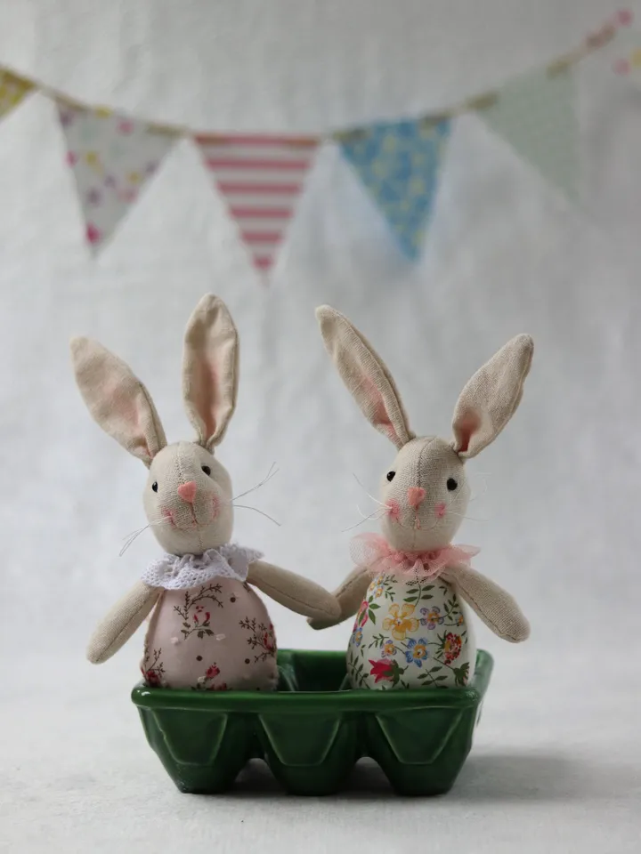 Bunnies Decor Rabbit Fabric Bunny Stuffed decoration Farm house style table decor