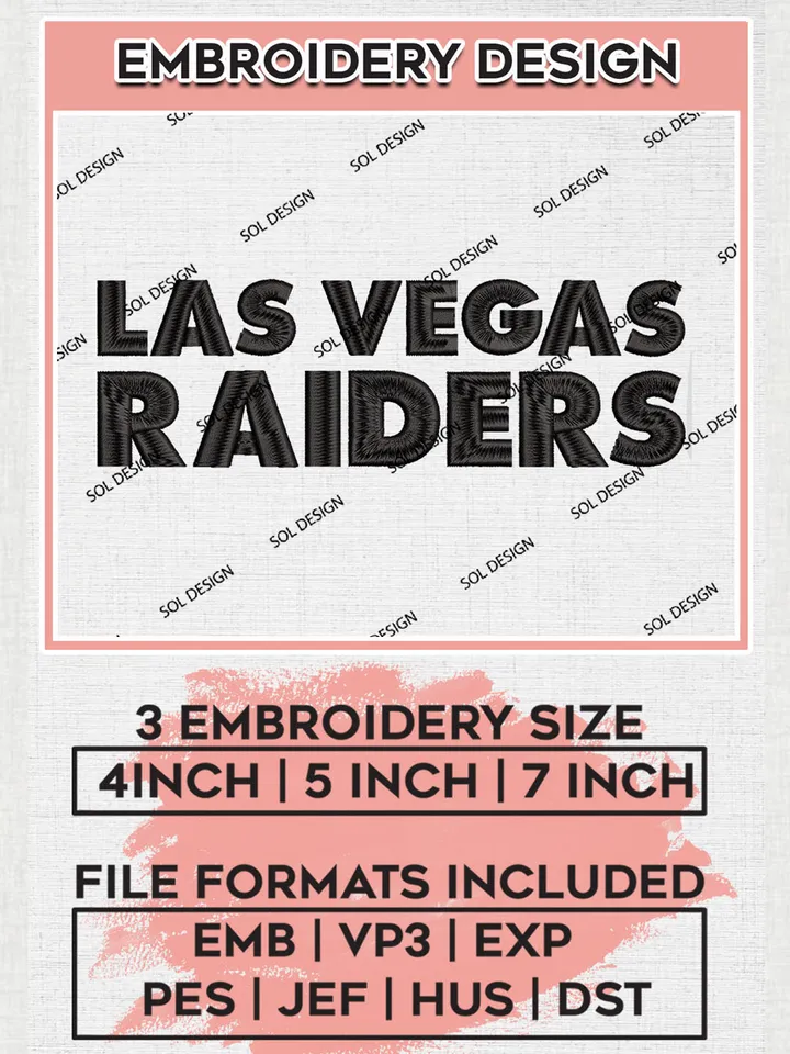 Las Vegas Raiders Wordmark Embroidery Designs, NFL Raiders Embroidery Designs, NFL Embroidery Designs, NFL Las Vegas Raiders Machine Embroidery Design, Digital Download