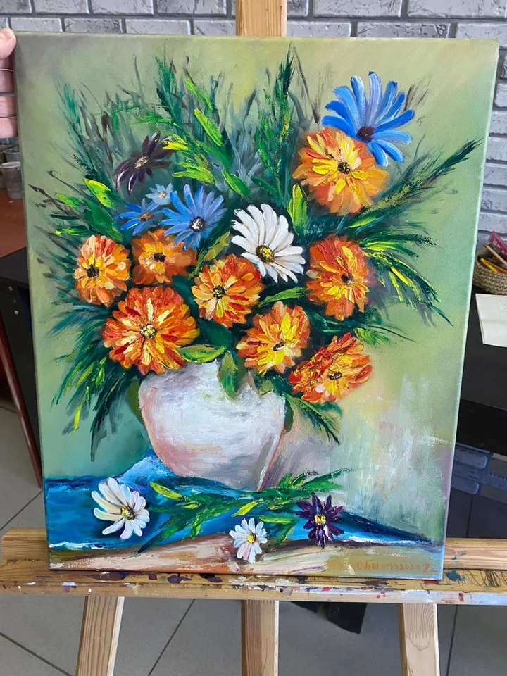 Bouquet oil painting on canvas by artist Olga Stukan