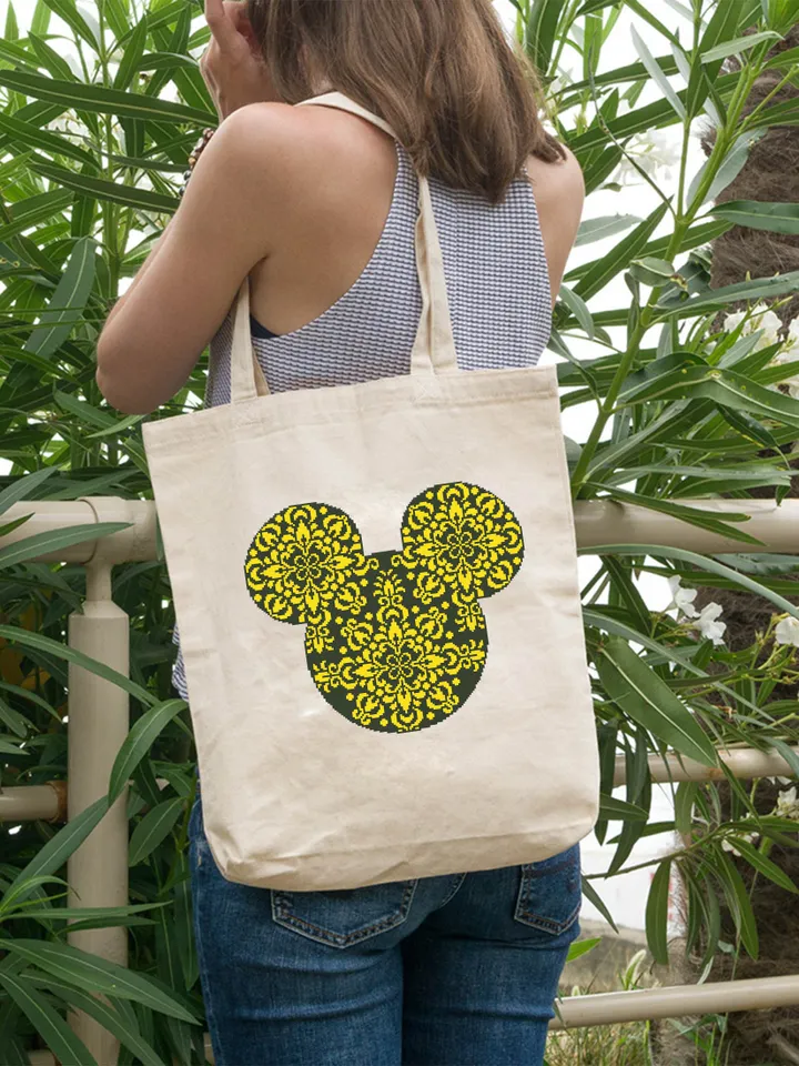 Floral mouse head mandala cross stitch pattern Flower mandala pattern download PDF, Mouse silhouette cross stitch, Mouse ears design #M133