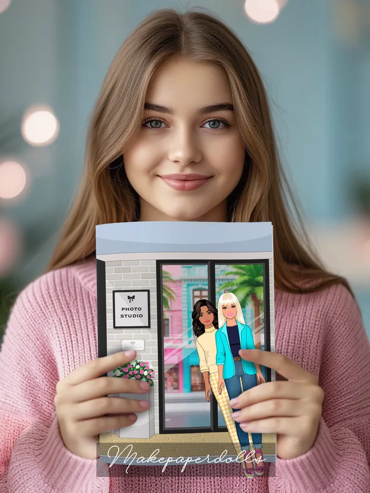 Photo studio with paper dolls