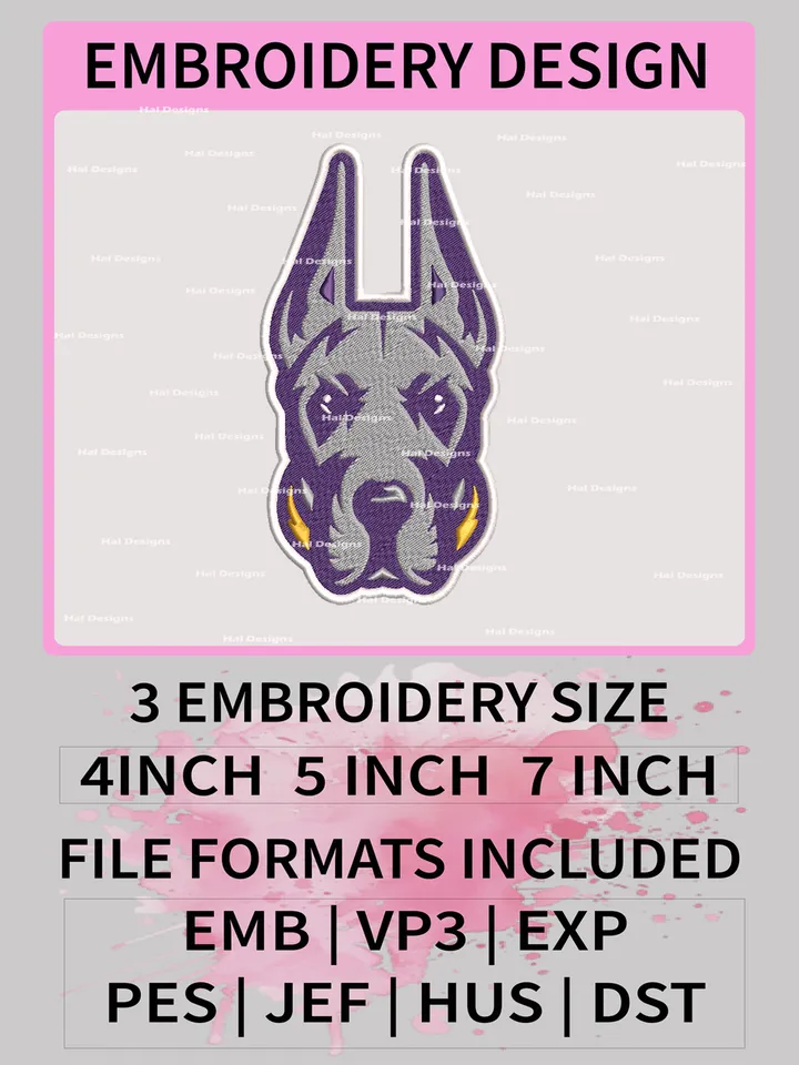 NCAA UAlbany Great Danes Embroidery File, 3 Sizes, 6 Formats, NCAA Machine Embroidery Design, NCAA Logo, NCAA Teams